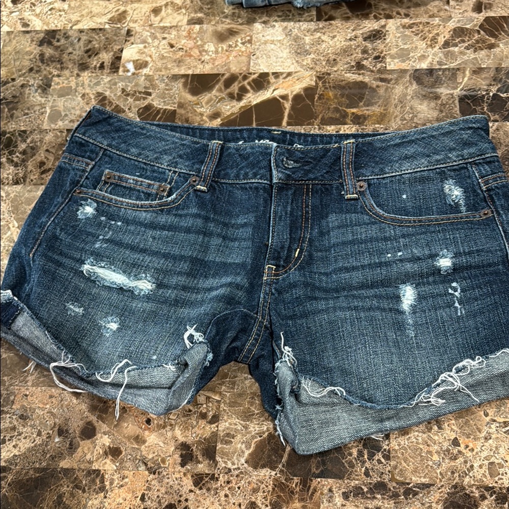 Denim Blue Women's Distressed Shorts
